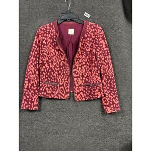 Gap Jacket Womens Size S Pink Leopard Sassy Zip Pockets Fall 2013 Cotton Blend